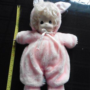 Vintage Precious Moments Heather Doll In Pink Bunny Outfit. 16"